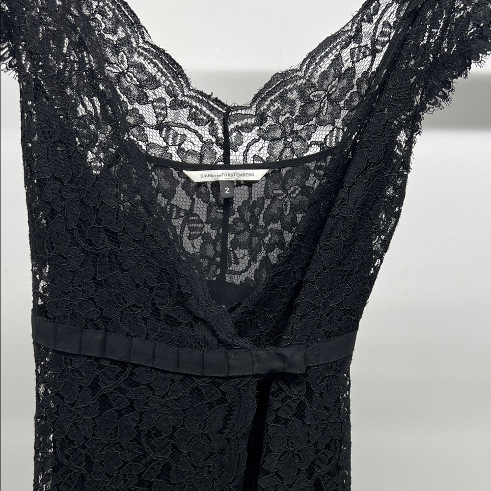 Diane Von Furstenberg Black Lace Wrap Dress - Picture 4 of 6